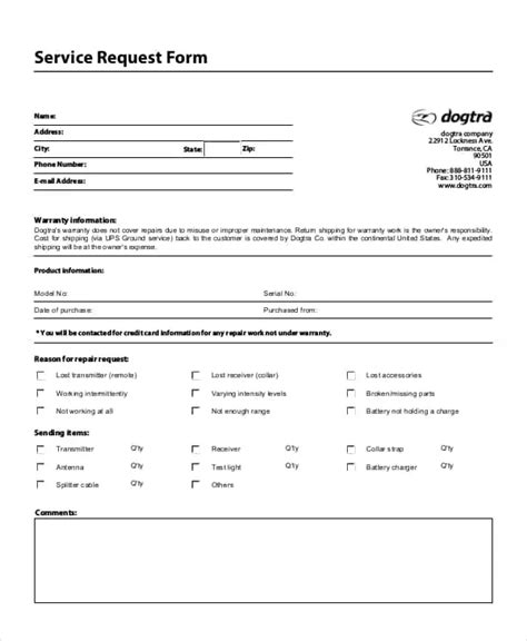service request form templates word excel samples