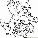 Kangaskhan Pages Garchomp Coloringpages101 Aggron Pokémon Beedrill Gallade Pintar Dibujosonline sketch template