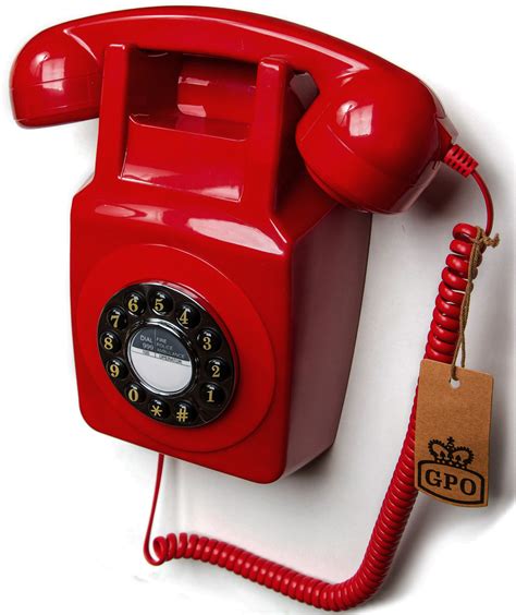 gpo  wall phone traditional retro push button dialling telephone red