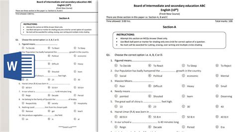 question paper setting format home decor