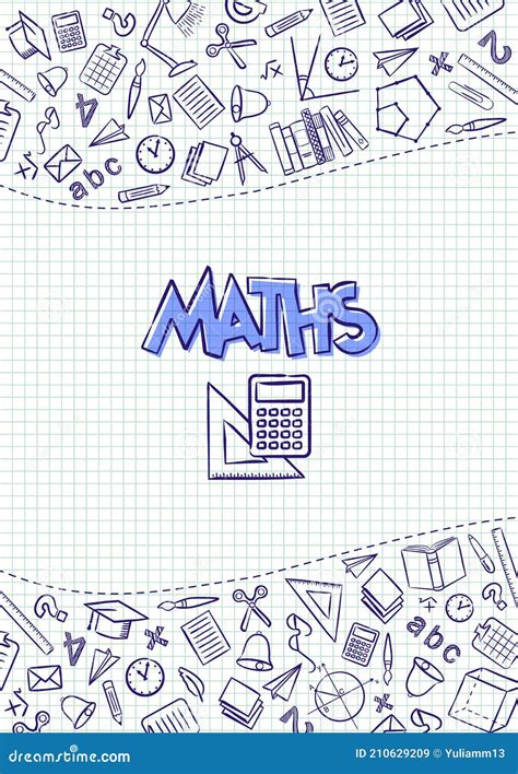 maths cover   school notebook  math textbook stock vector