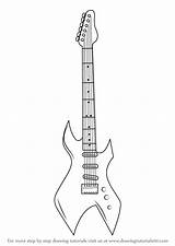 Outline Easy Guitarra Guitarras Drawingtutorials101 Electrica Tutorials Dibujar Tekenen Lápiz Sketches Clipart sketch template