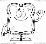 Toast Jam Cartoon Mascot Waving Coloring Clipart Cory Thoman Outlined Vector Royalty Collc0121 sketch template