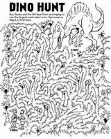 Maze Mazes Pages Dover Worksheet Dino Dinosaurs sketch template