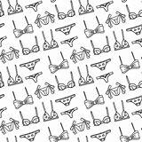 Panties Vector Background Lingerie Drawn Hand Illustration Bras Seamless Doodle Underwear Outline Pattern Set sketch template