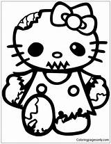 Kitty Hello Pages Zombie Coloring Color Online sketch template