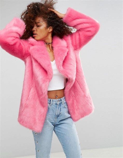 asos pink faux fur coat pink faux fur coat fur coat clothes