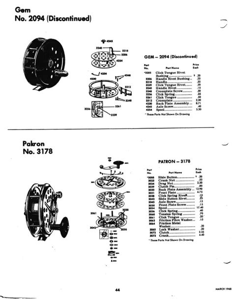 pflueger   reel parts manual    schematics orca