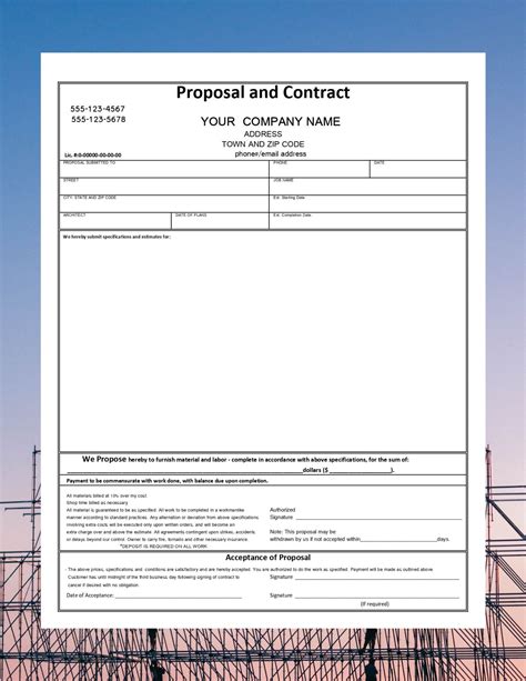 contract template printable proposal contract form business form