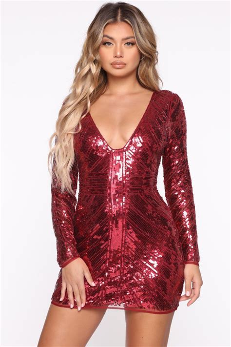 Embellishing A Moment Sequin Mini Dress Red Mini Dress Red Mini