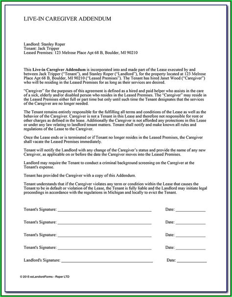 printable caregiver contract template