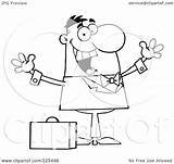 Arms Coloring Businessman Holding Outline Illustration Happy His Briefcase Royalty Clipart Rf Toon Hit Regarding Notes sketch template