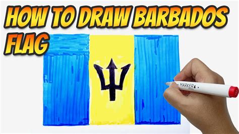 How To Draw Barbados Flag Countries Flag Drawings Step By Step How