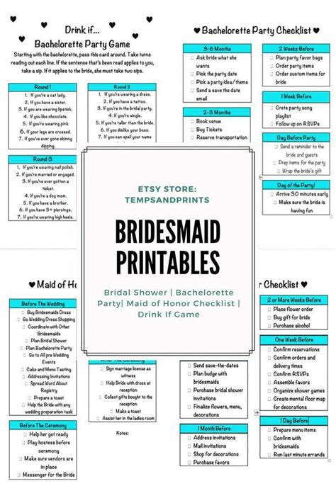 Be The Perfect Bridesmaid With This Printable Pack Bridal