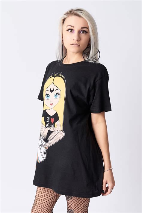 punk disney peace and price alice tattoo t shirt gothic