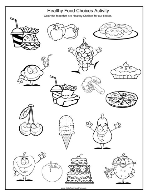 healthy food coloring page worksheets worksheets