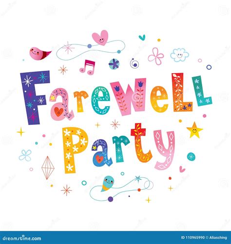 farewell party decorative lettering stock vector illustration  text card