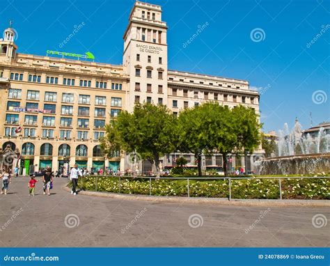 national bank  spain  barcelona editorial stock image image