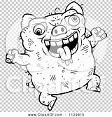 Outlined Ugly Jumping Pig Coloring Clipart Cartoon Vector Thoman Cory sketch template
