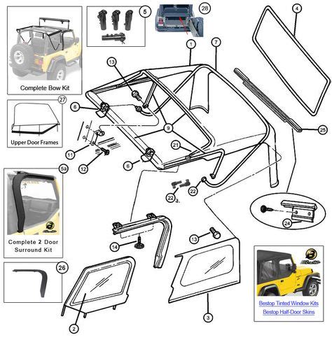 interactive diagram mopar soft top hardware  jeep wrangler tj  morris  jeep