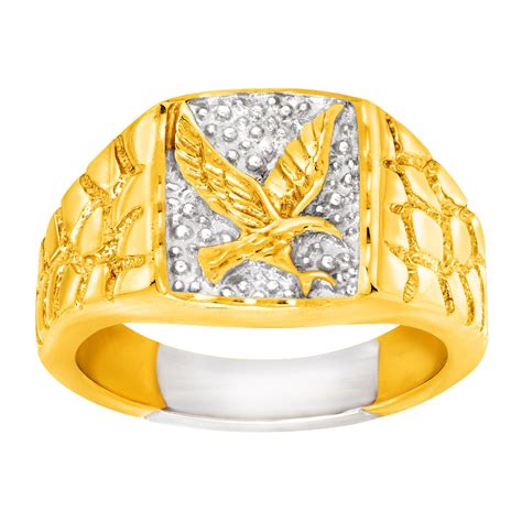 mens eagle signet ring   gold plated sterling silver