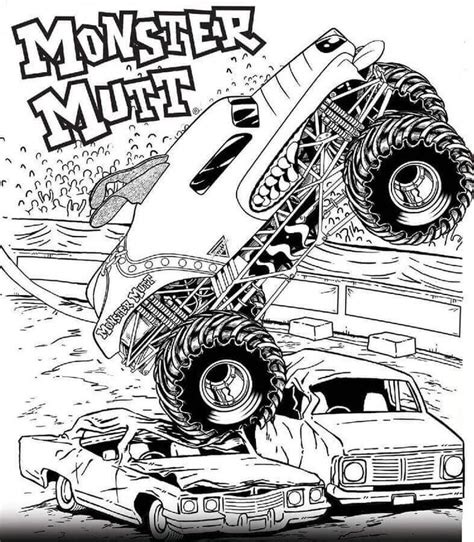 printable monster jam coloring pages monster mutt monster truck