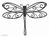 Dragonfly Drawing Line Cute Coloring Garden Pages Wing Wrought Wall Outdoor Fly Dragon Drawings Template Simple Decoration Templates Metal Iron sketch template