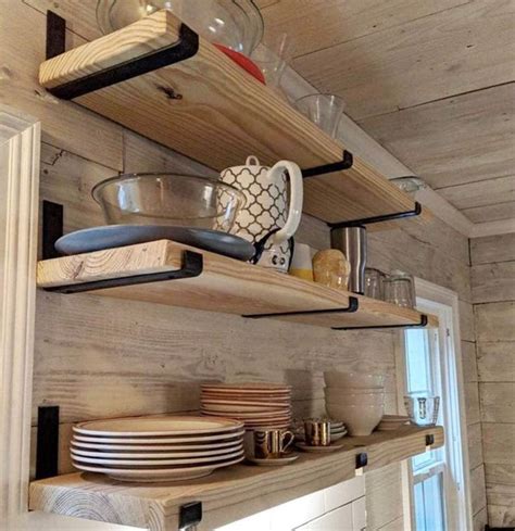 rustic natural wood  bracket floating shelves solid wood    depth farmhouse