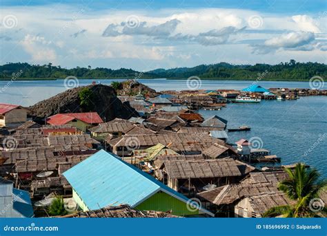bajau village  togean islands stock photo image  shallow togean