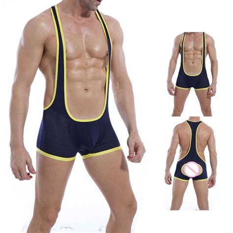 latest mens sexy bodysuit one piece mesh men s wrestling singlet