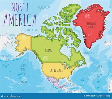 political north america map vector illustration   colors
