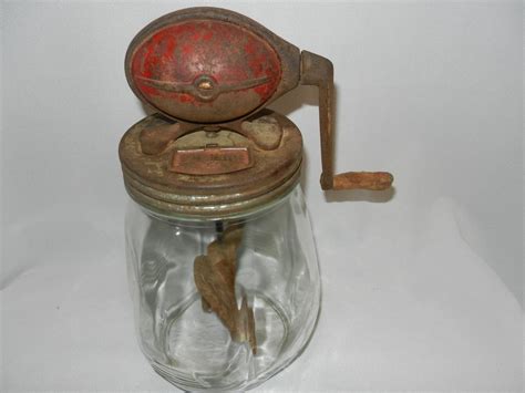 Vintage Dazey Red Top Or Football Butter Churn 4 Qt From
