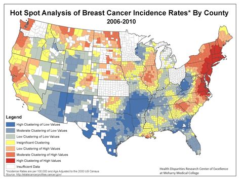 hot spot analysis  breast cancer incidence rates   gis