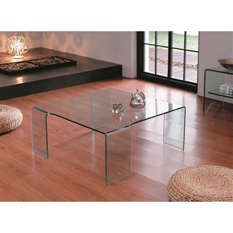 Glass Large Square Coffee Table On 4 Legs Modern