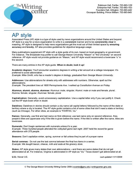 ap style quick guide  writing center issuu