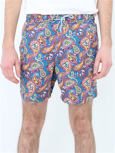 pretty green paisley swim shorts in vintage northern threads