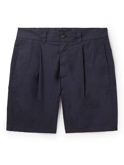Altea Tangeri Straight Leg Pleated Cotton Blend Poplin Bermuda Shorts