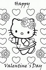 Coloring Pages Valentine Kitty Hello Kids Color Print Fun sketch template