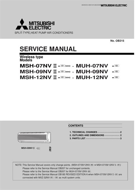 mitsubishi electric msh nv ii service manual   manualslib