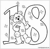 Number Pages Coloring Baby Bear Color sketch template