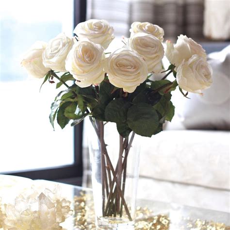 luxury artificial large white rose bouquet white