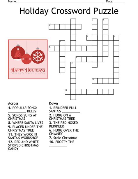 holiday crossword puzzle wordmint