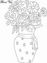 Coloring Flowers Vase Pot Flower Pages Comments sketch template