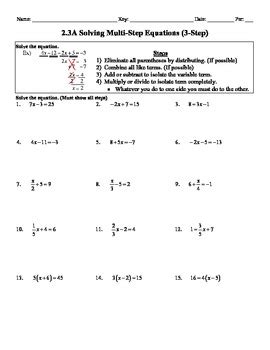 wonderful  step equations worksheet  solve   step equations