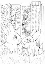 Conejos Valentines Bunnies Pasen Bunny Rabbits Mandalas Menagerie Feltmagnet Seniorplaza Pixabay Kleurplaten sketch template