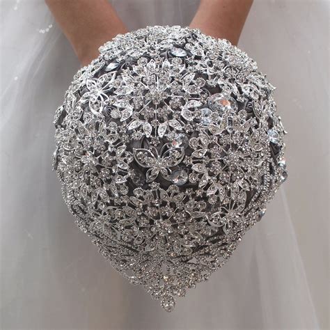 luxury waterfall crystal wedding bouquets bling rhinestone wedding