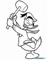 Donald Coloring Duck Pages Disneyclips Mallet Swinging sketch template