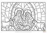 Coloring Christmas Stained Glass Nativity Scene Pages Printable Drawing Religious Public Advanced sketch template