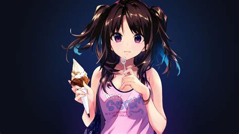 anime girl eating ice cream wallpaper backiee