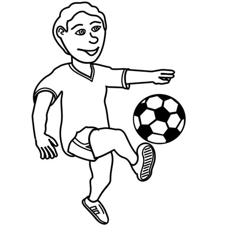 drawing  soccer playing boy  black  white  svg